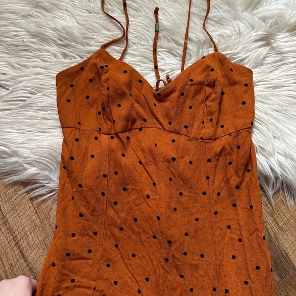 FREE PEOPLE Jamboree Jumpsuit In Rust Polka Dot - Picture 4 of 6